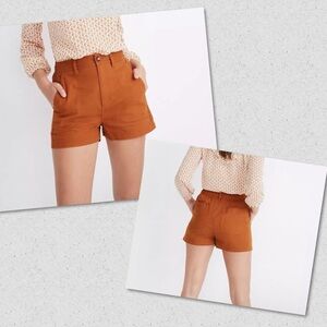 MADEWELL Women’s Orange Camp Utility Elastic Waist High-Rise Shorts Medium